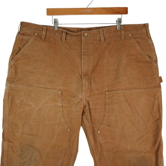 Vtg Carhartt Pants Mens 46x32 Brown B01 Double Knee Canvas Union Y2K Made in USA - Picture 3 of 13